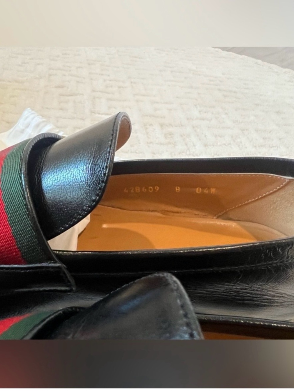Gucci Black Leather Loafers with Green and Red Web and Gold Horsebit - Picture 3 of 4